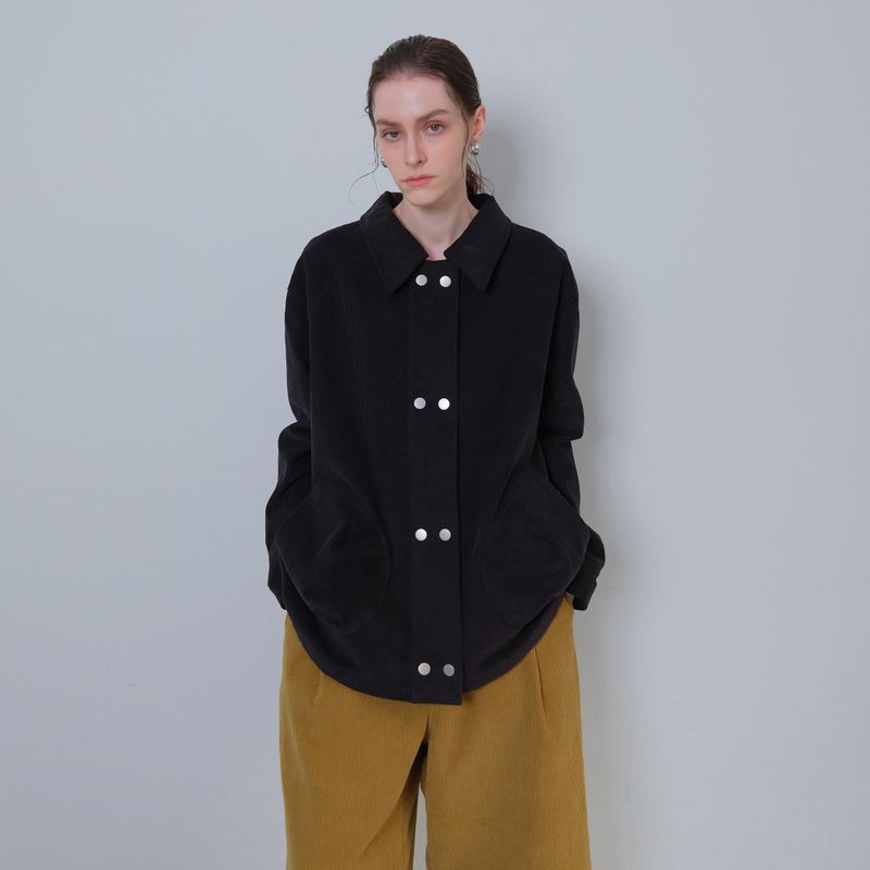 Black Corduroy Double Button Jacket