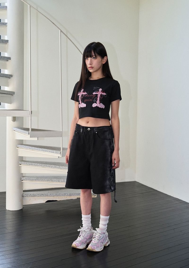 dirty flower half pt - black