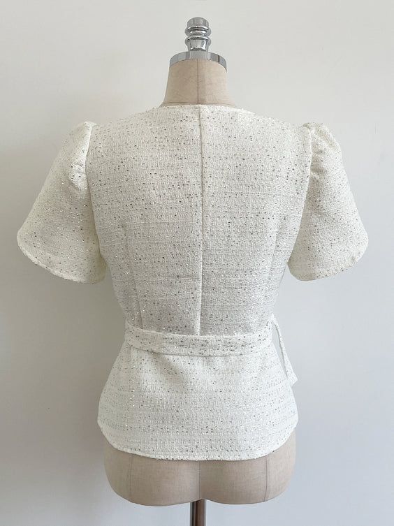 Beno Square Spangled Tulip Tweed Jacket (Belt Set)