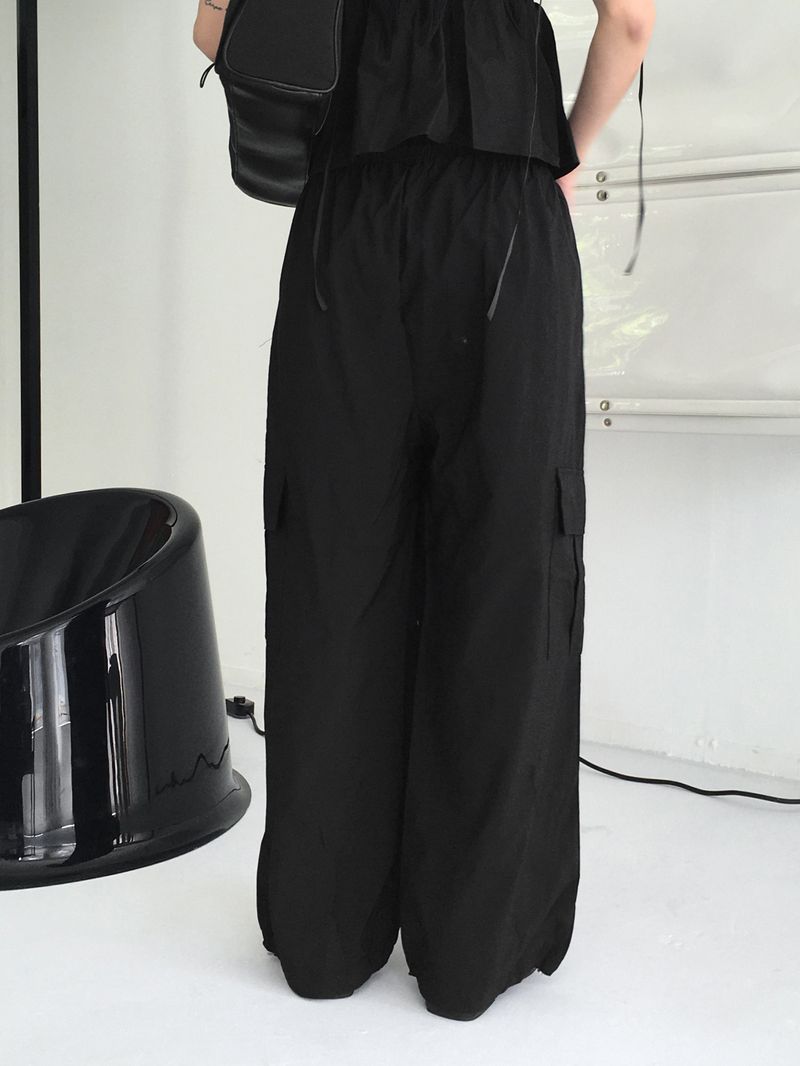 Horsher rustling nylon pintuck two-way cargo pants