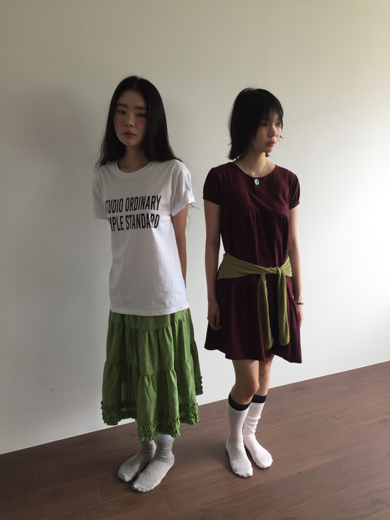 クロス ボタン ドレス (2color) 