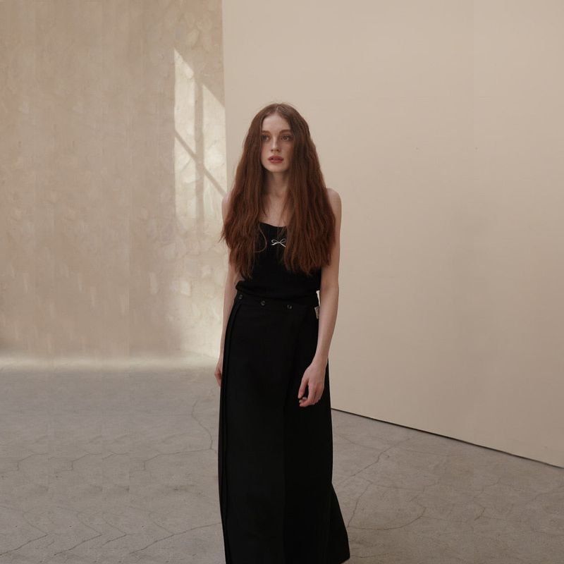 Black Long Wrap Skirts