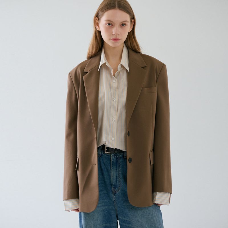 Over-sized Tailored Jacket_Brown