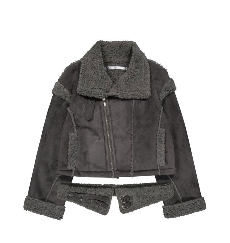 Detachable Fur Shearling Jacket / Charcoal