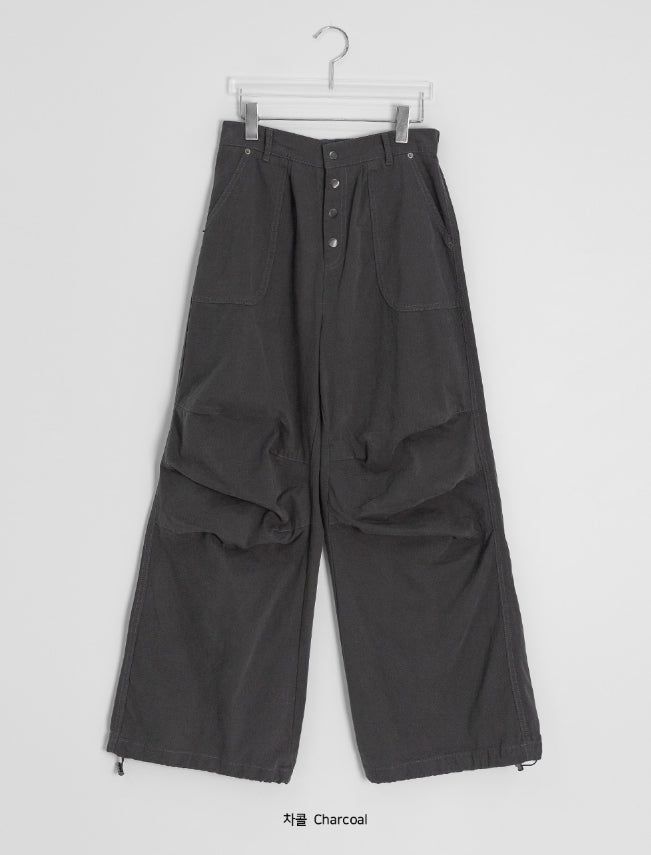 Dason Button Parachute Banding String Pants
