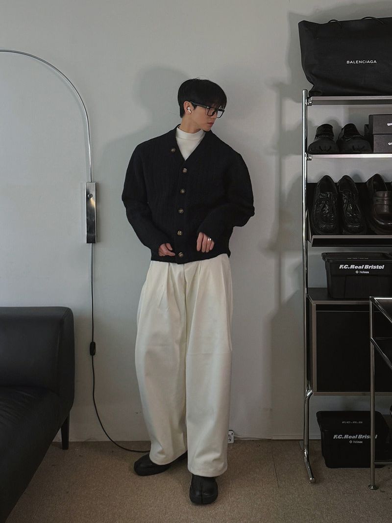 ASCLO Wool Deep Tuck Wide Slacks (3color)