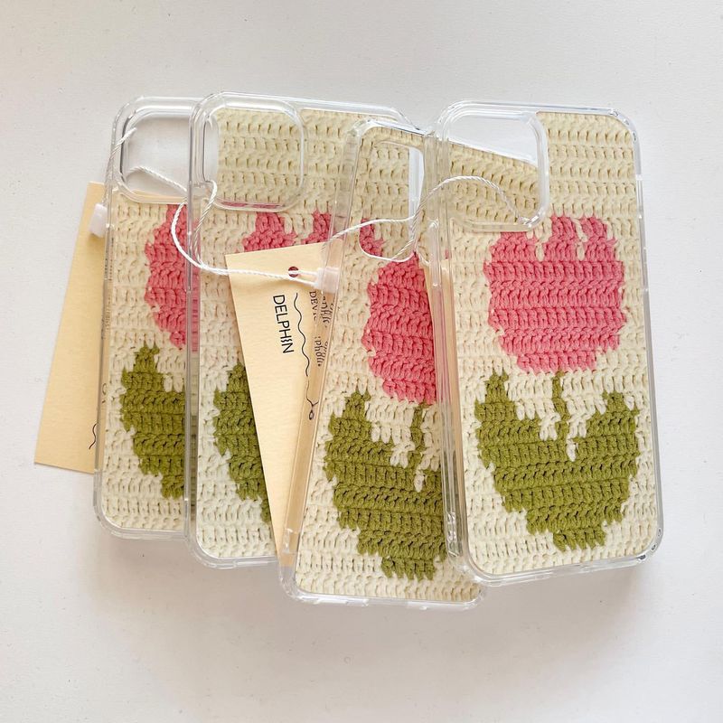 TULIP CROCHET HARD JELL CASE_PINK TULIP