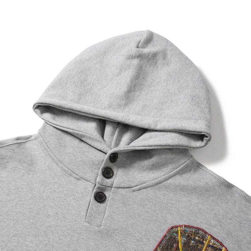 Boiling patched hoodie / Melange gray