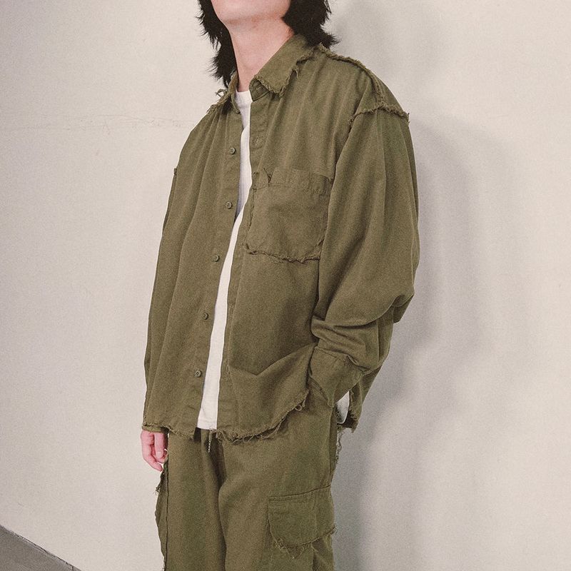 grunge plain shirt_khaki