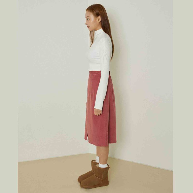 Ebony shirring turtleneck top (white)