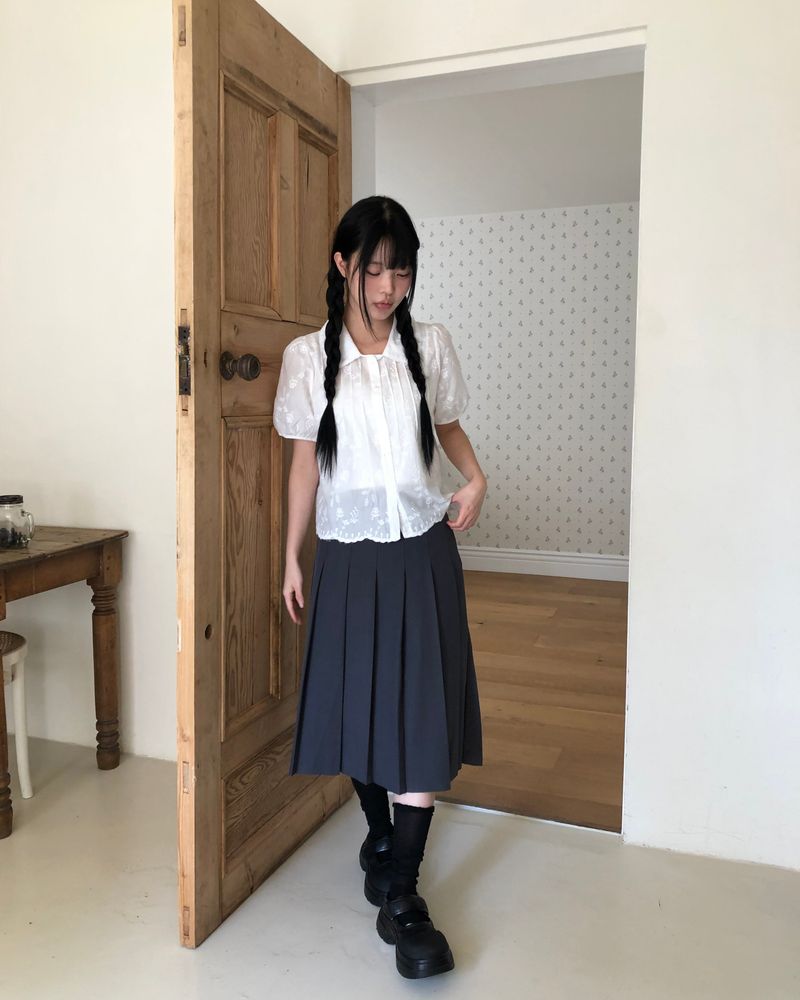 WONDER WONDER（ワンダーワンダー）の「ニューエン プリーツ ミディスカート（スカート）」