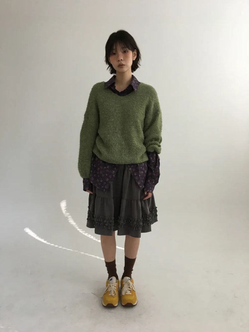 Bonbon Boucle V-neck Knit (5color)