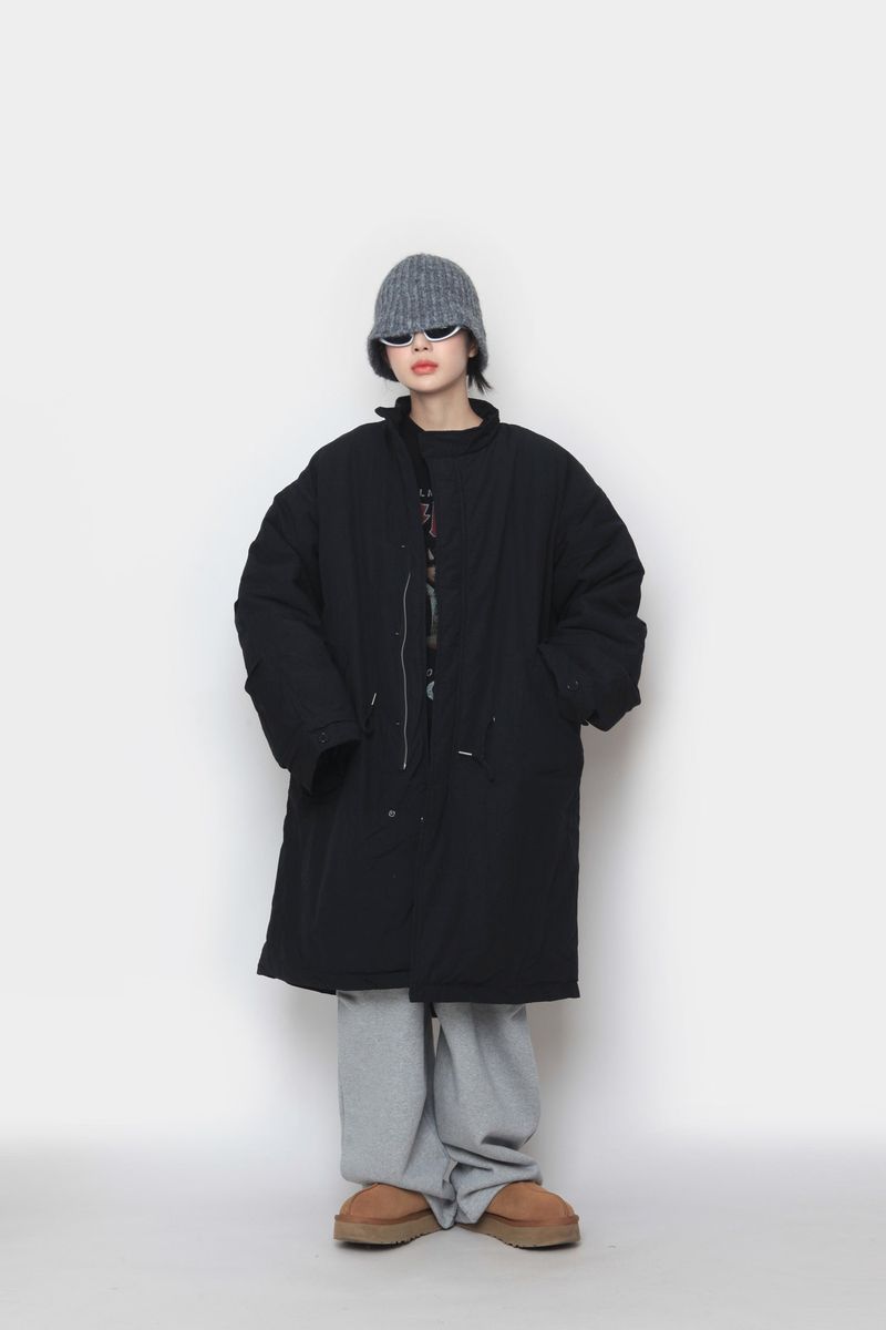 Long bomber padded jacket