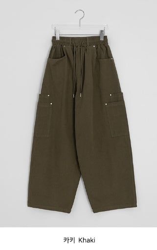 Hibamp Wide Cargo Banding Pants
