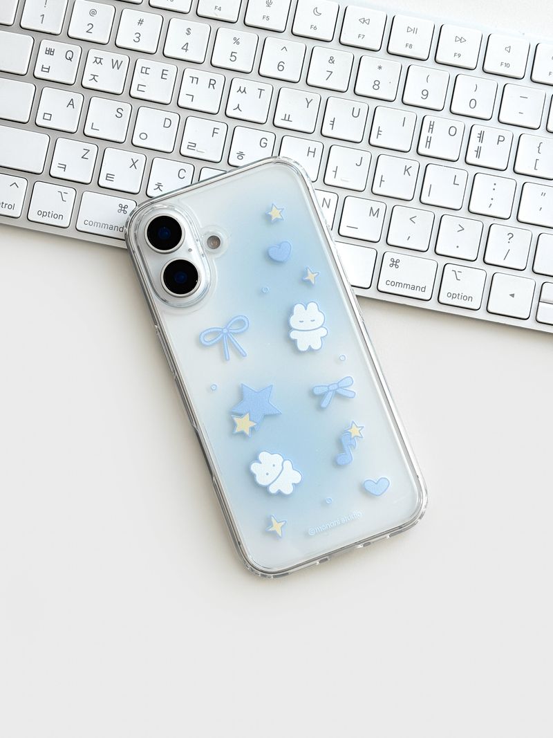 [Gel-hard] Star cat Phone case (Blue) (only case)
