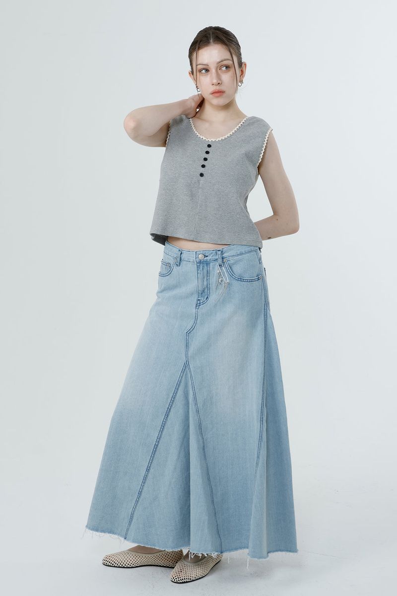 Loventina(ラヴェンティナ)の「FULL DENIM LONG SKIRT_LIGHT BLUE(Skirts)」