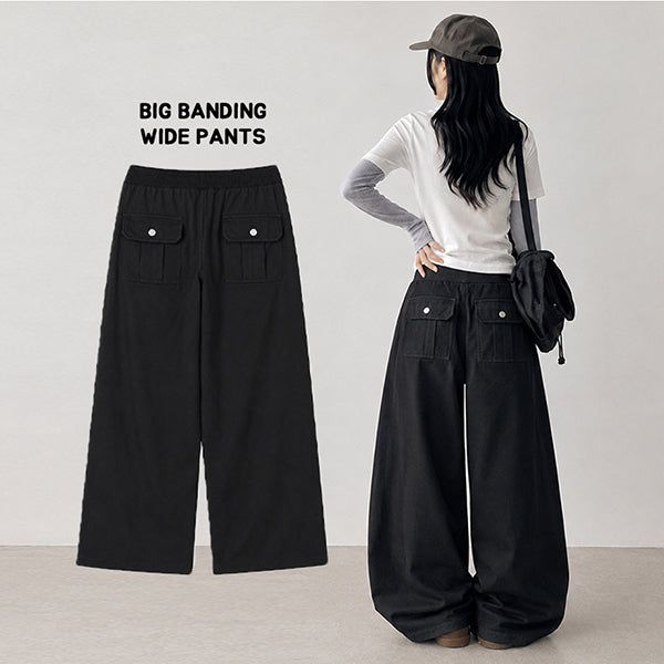 Banding Back Pocket Twill Pants (3 colors)