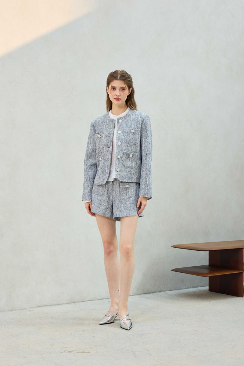 CHERISH TWEED JACKET / SKY BLUE