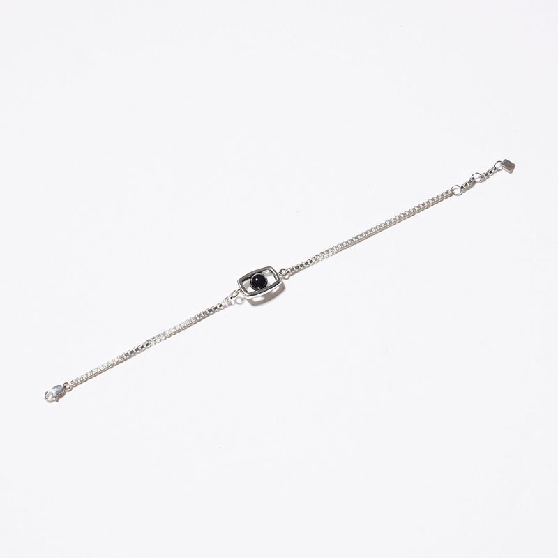 Rectangle UFO Onyx Bracelet (Silver)