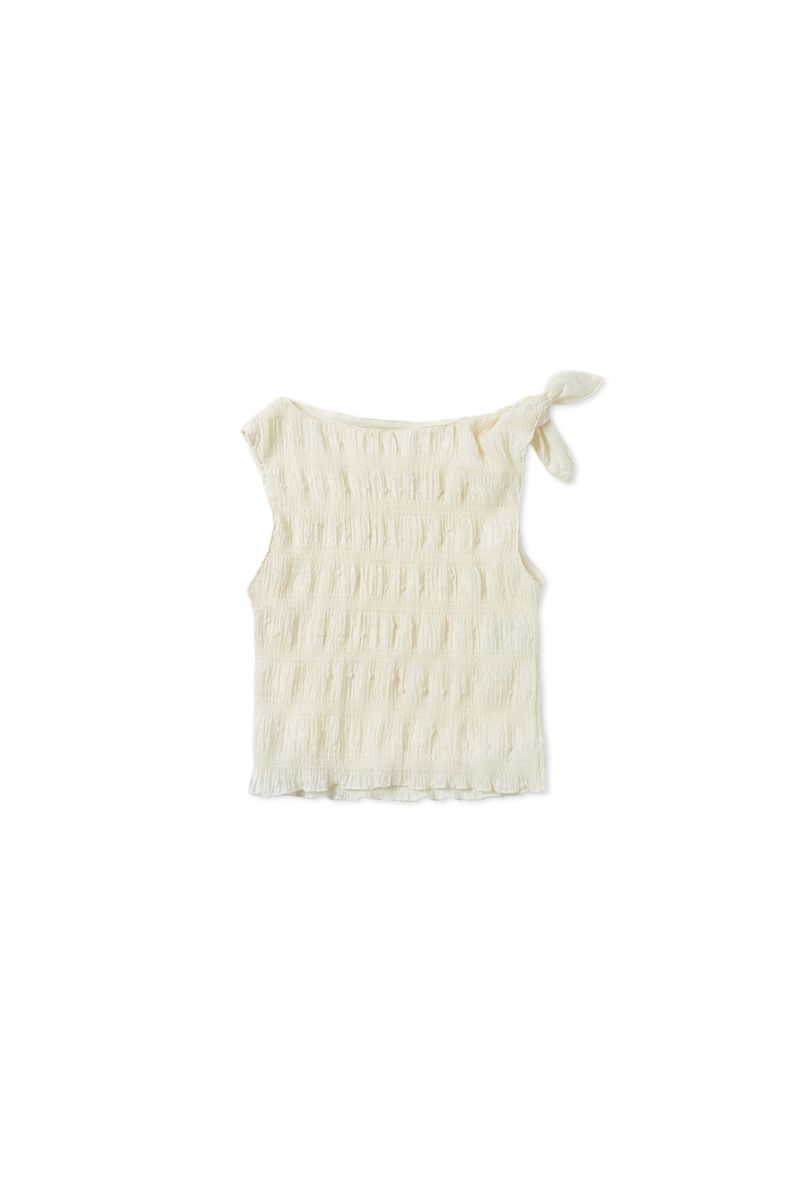 Smoke shirring blouse_cream