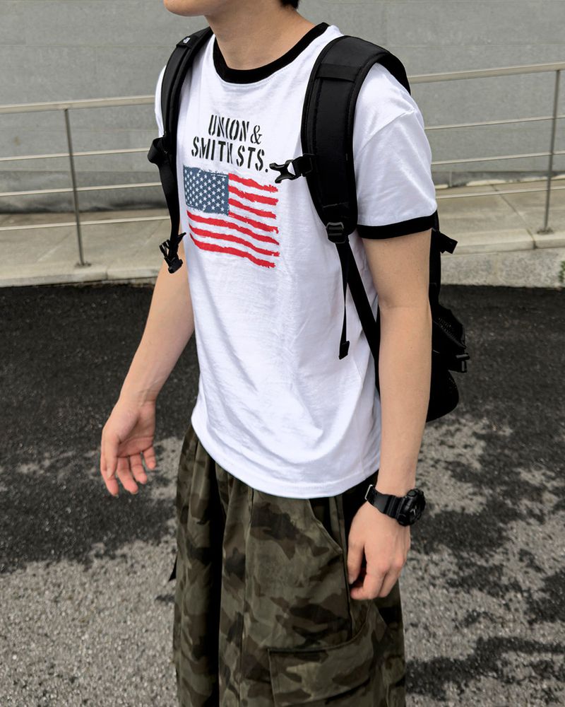 Loue American Flag Ringer Muscle Tee