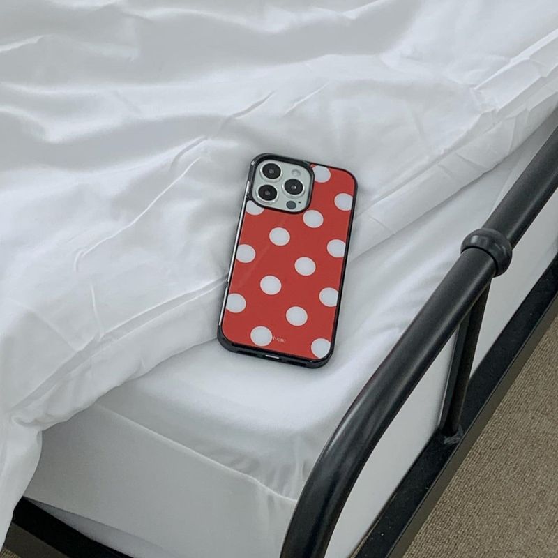 [MADE] Dot glass bumper case(redwhite)