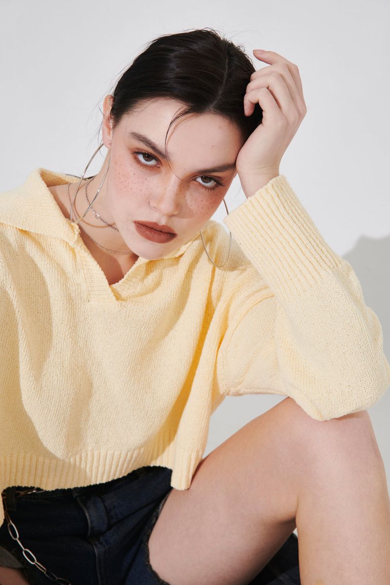 ORGANIC COTTN COLLAR KNIT