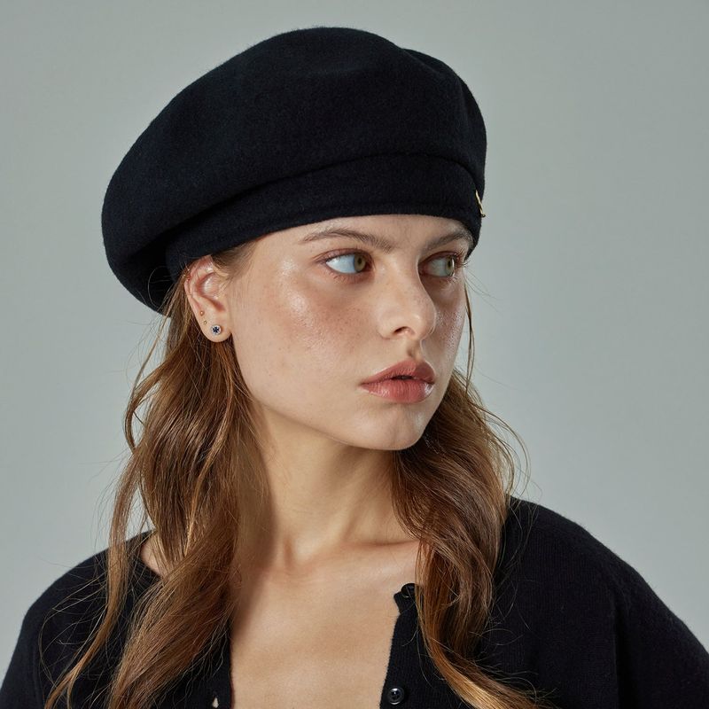 VA Oval-Metal Wool Beret  / Black