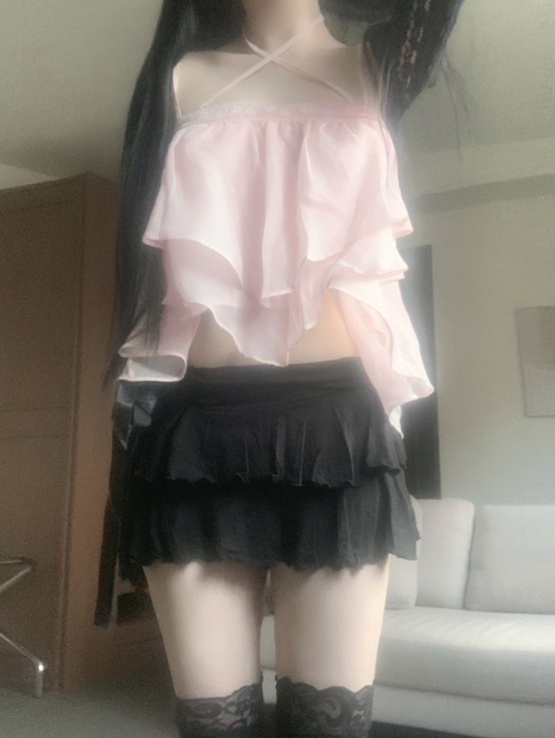 ining strap frill top (light pink)