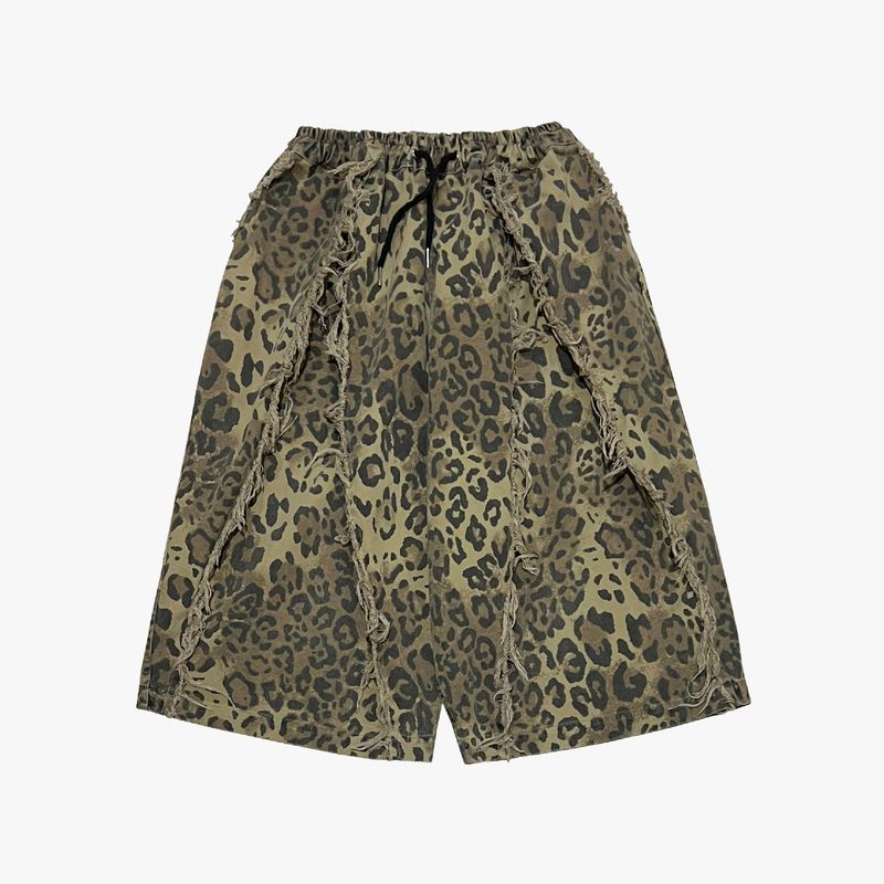 leopard grunge capri shorts_beige