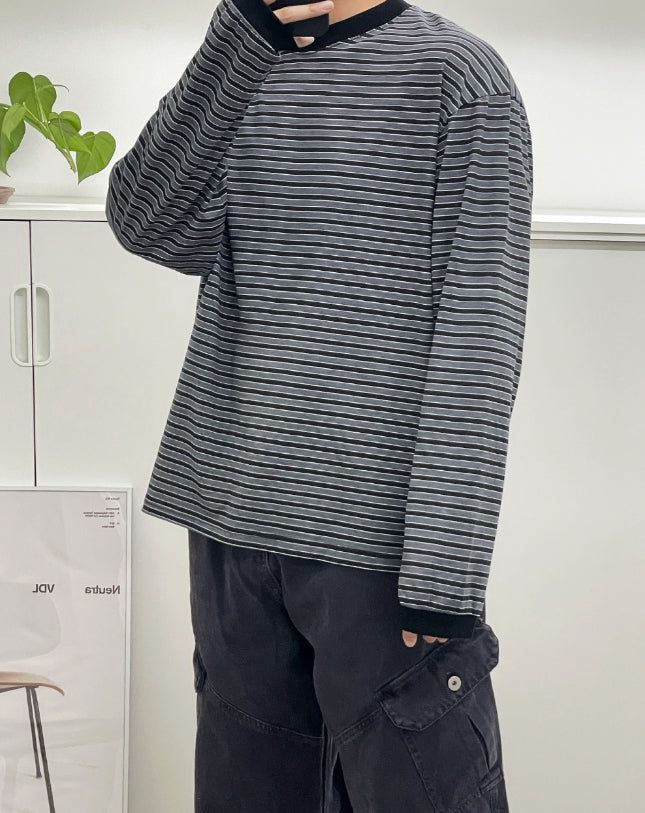 modernif（モダニフ）の「Yatai Stripe Overfit Long Sleeve T-Shirt（Tops）」