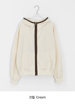 レルメブハイネックカラーフードジップアップ