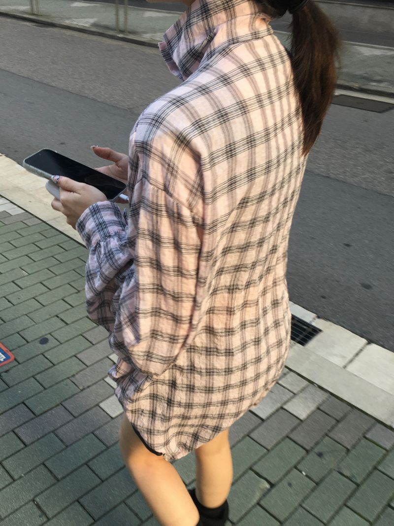 Hyper High-Neck Over Check Shirt (2c)