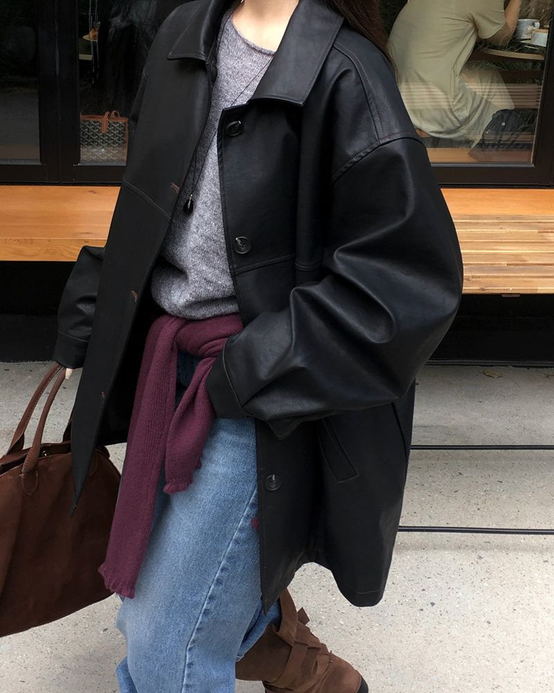 Our Leather Middle Jacket
