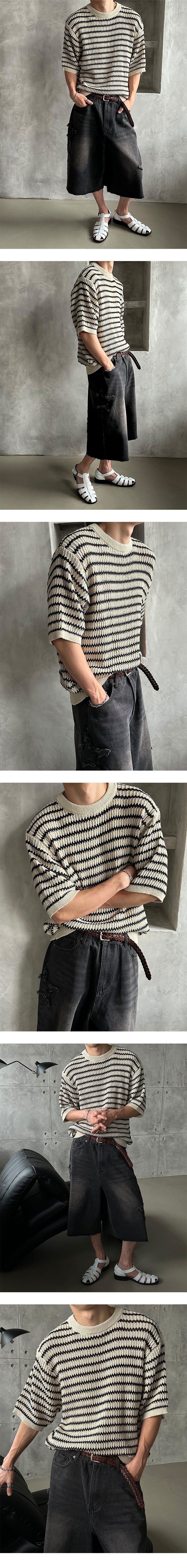 [S/S] Saint stripe half knit (3color)
