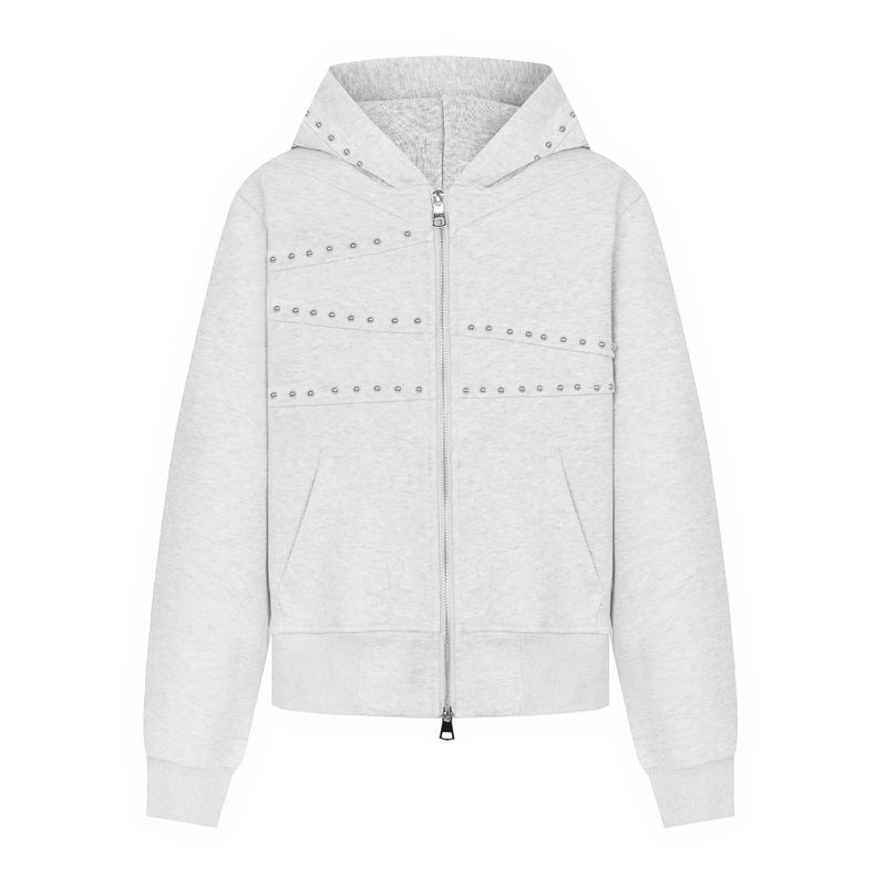 Stud Line Two-Way Hood Zip-Up