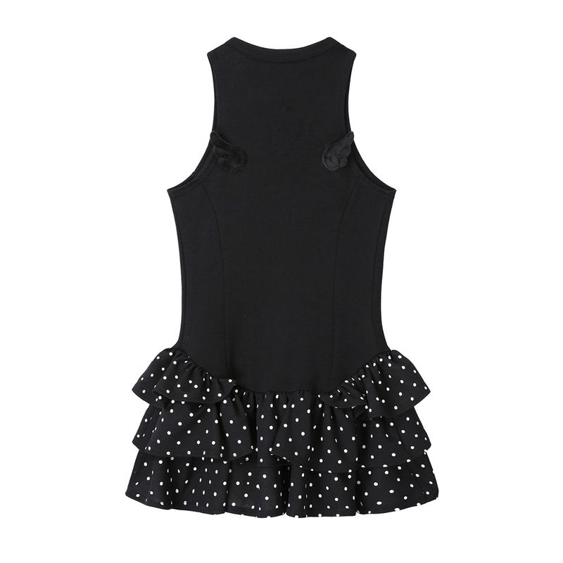 Angel Tiered Dress - DOT BLACK