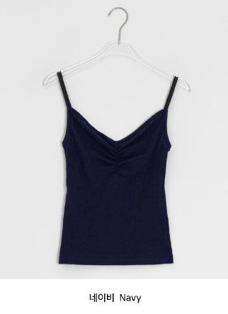 Orr Eyelet Punching Shirring V-Neck Strap Sleeveless