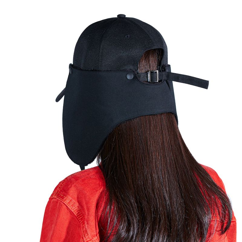 EAR FLAP BALL CAP BLACK / VELBOA FLAP