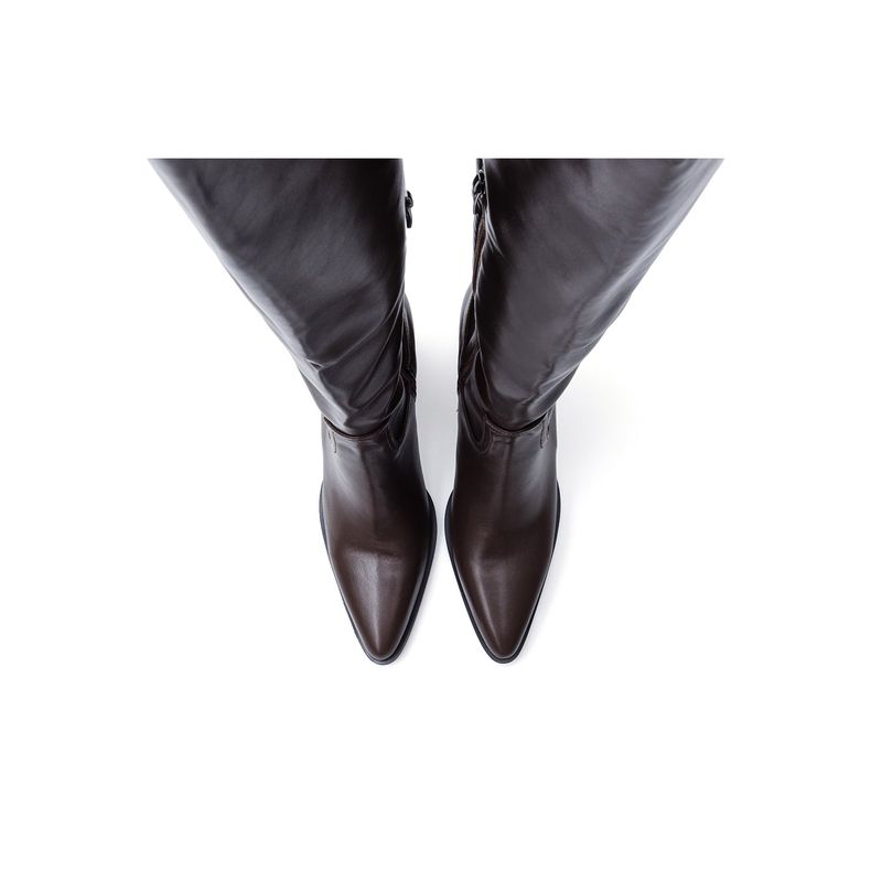 Thigh High Western Boots Heel(Brown)