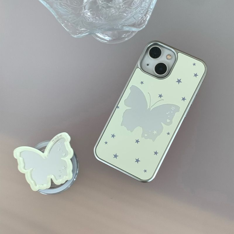 [MADE][Mirror Silver Bumper Case] Butterfly Mirror Case • Yellow