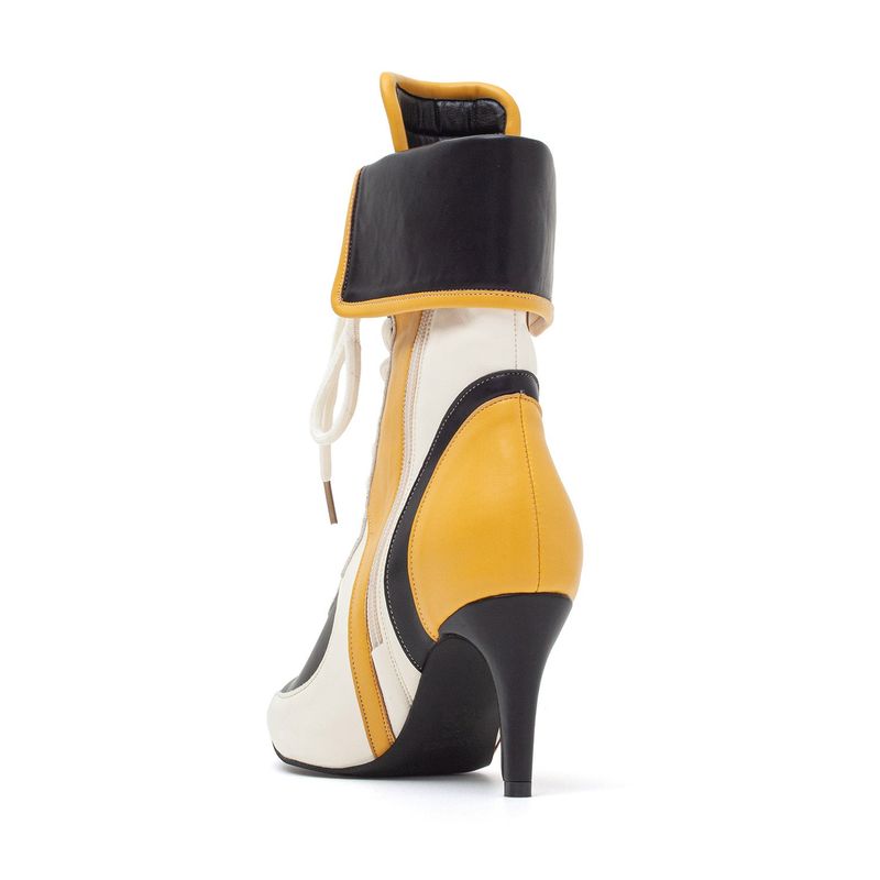 Color Block Biker Boots Heel(Yellow)