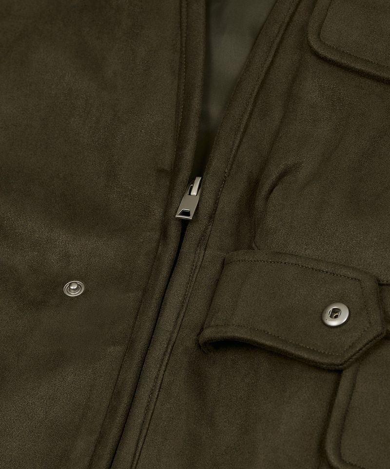 87-STAN025 [Vegan Suede] Multi-pocket Suede Best Khaki