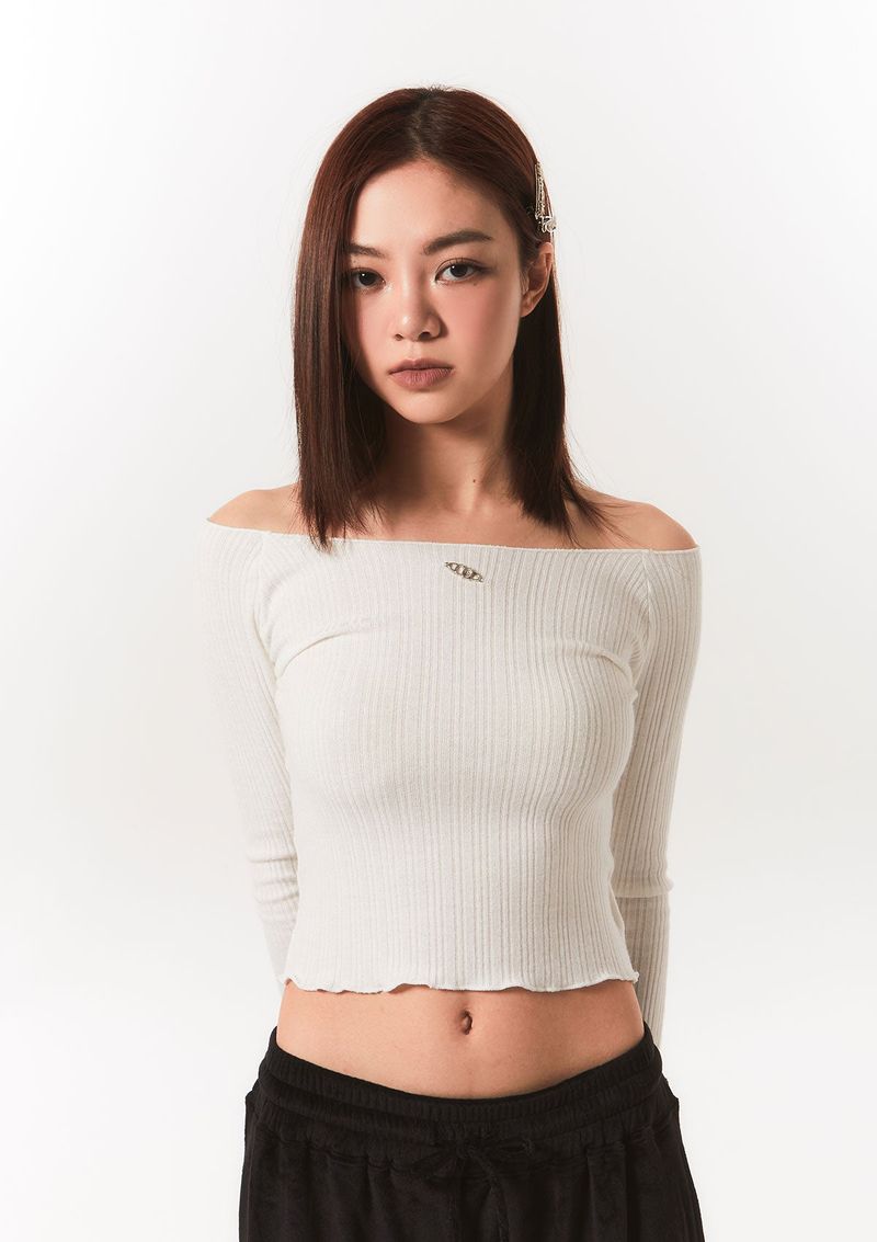 smooth off shoulder top - ivory
