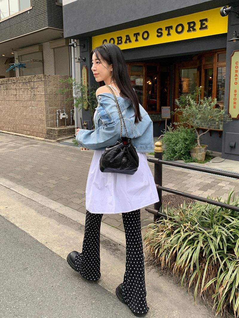 [MADE] Dot Pleated Long Bootcut Pants