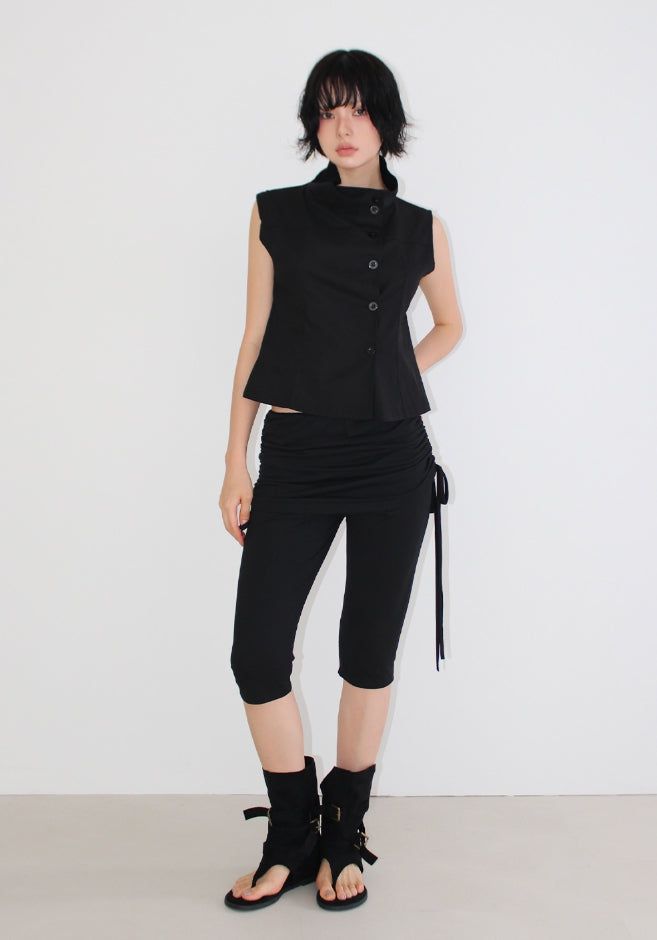 HIGH-NECK SLEEVELESS SHIRT