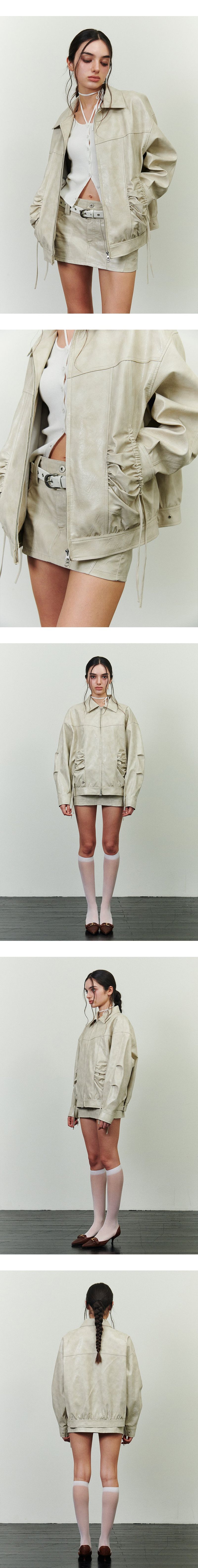 CIELO LEATHER JACKET beige
