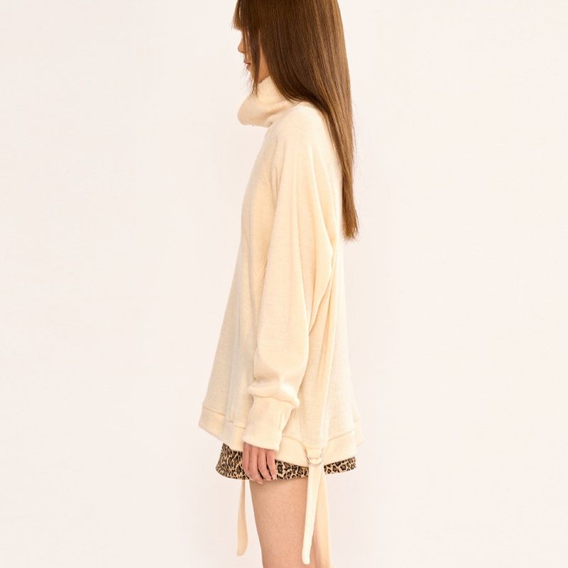 Hairy Zipslit Pullover - Ivory