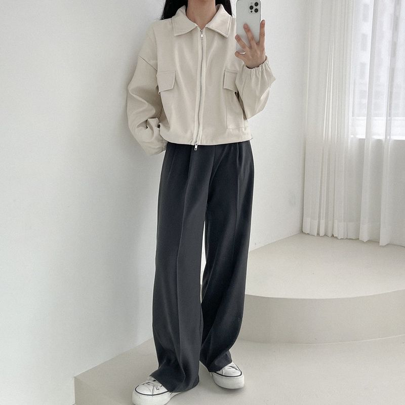 2WAYレザーカラークロップドジャケット