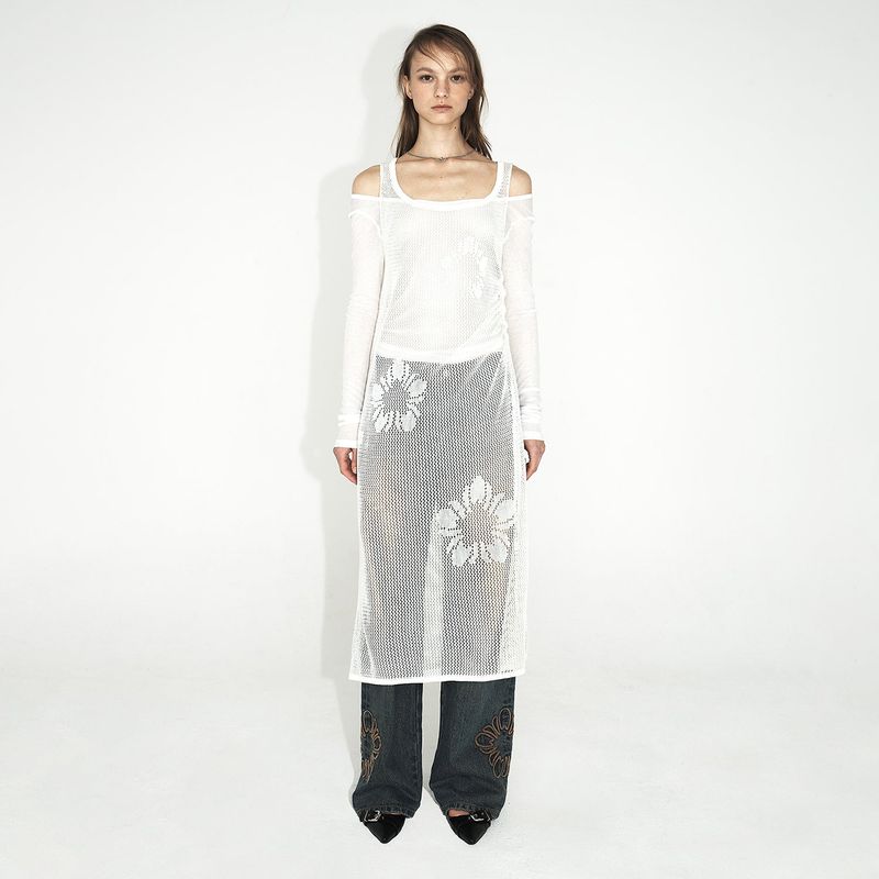 ULKIN（オルキン）の「[24SS LSD COLLECTION] MUGUNG Crochet Knit Layered Dress_Ivory（Dresses）」